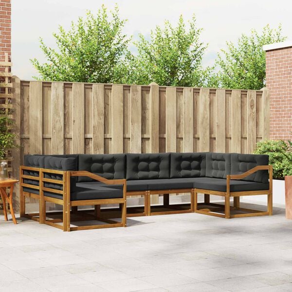 vidaXL Ensemble de canap&eacute;s d'ext&eacute;rieur 6 pcs Naturel et Anthracite