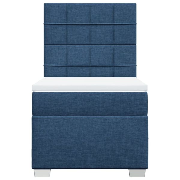 vidaXL Sommier &agrave; lattes de lit avec matelas Bleu 100x200 cm Tissu