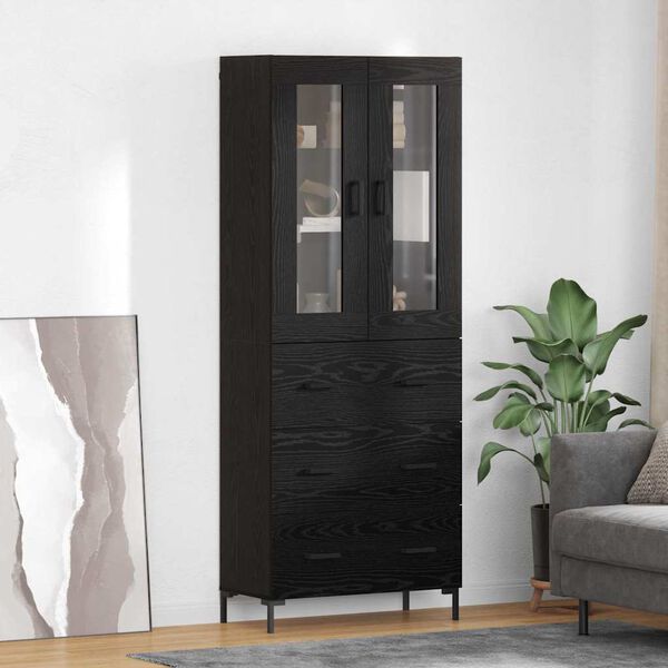 vidaXL Haut Armoire avec tiroir 2 pcs Ch&ecirc;ne noir Bois d'ing&eacute;nierie