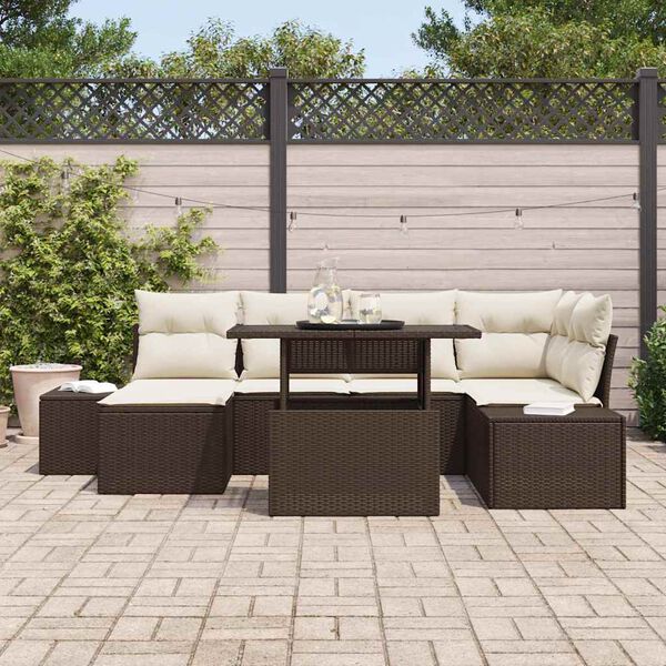 vidaXL Ensemble de canap&eacute; de jardin 7 pcs Marron Poly rotin