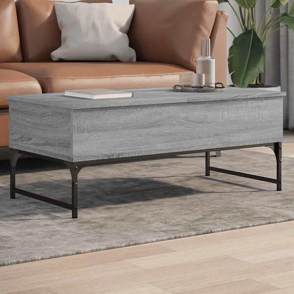 vidaXL Table basse sonoma gris 100x50x40 cm bois d'ing&eacute;nierie et m&eacute;tal