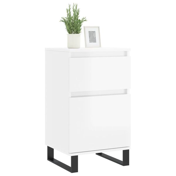 vidaXL Buffets 2 pcs blanc brillant 40x35x70 cm bois d'ing&eacute;nierie