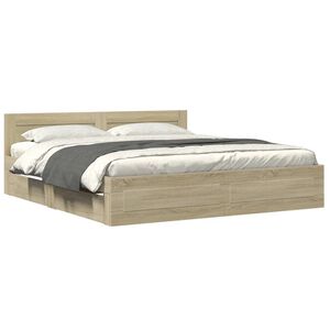 vidaXL Cadre de lit t&ecirc;te de lit sans matelas ch&ecirc;ne sonoma 200x200 cm