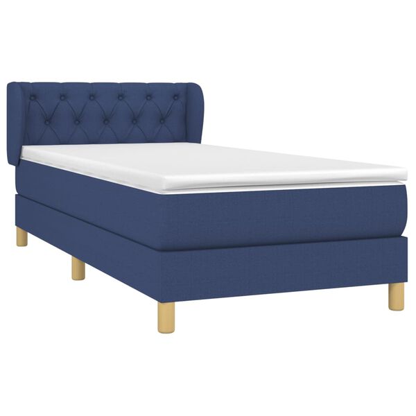 vidaXL Sommier &agrave; lattes de lit avec matelas Bleu 80x200 cm Tissu