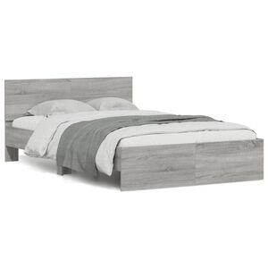 vidaXL Cadre de lit sans matelas sonoma gris 135x190 cm