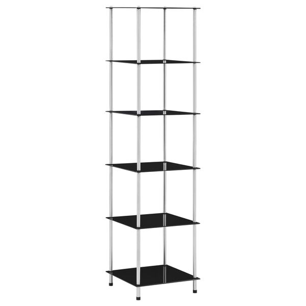vidaXL &Eacute;tag&egrave;re 6 niveaux Noir 40x40x160 cm Verre tremp&eacute;