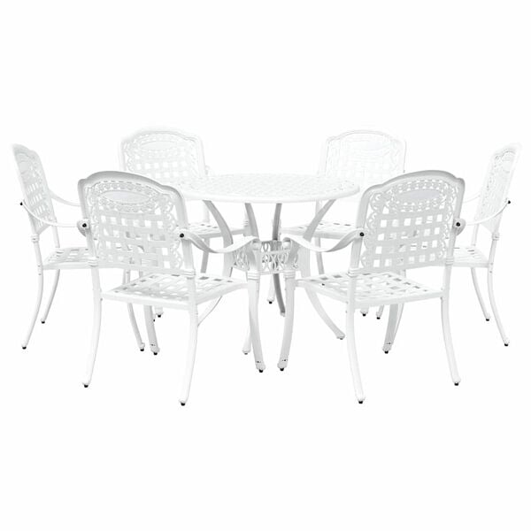 vidaXL Ensemble de salle &agrave; manger pour jardin 7 pcs Blanc Aluminium