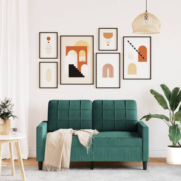 vidaXL Canap&eacute; &agrave; 2 places Vert fonc&eacute; 120 cm Velours
