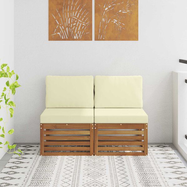 vidaXL 2 Pi&egrave;ce Sofa de milieu ext&eacute;rieur Bois d'Acacia Massif Naturel