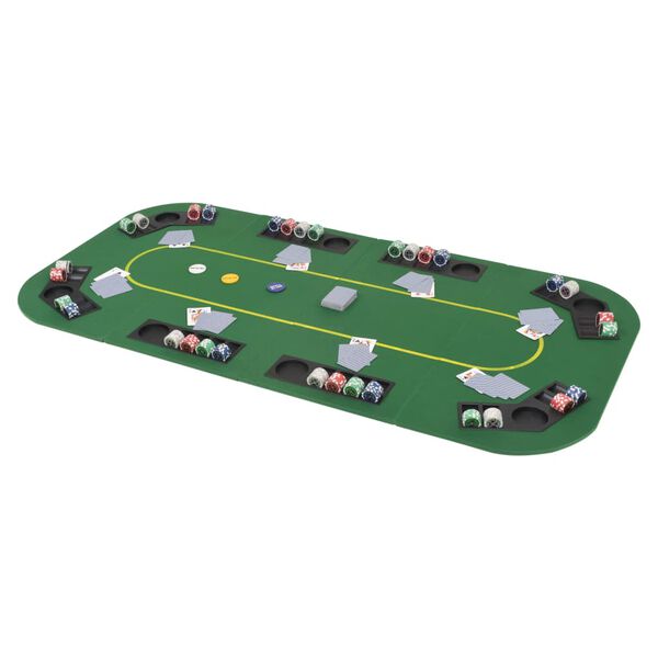 vidaXL Dessus de table de poker 8 joueurs 4 plis rectangulaire Vert