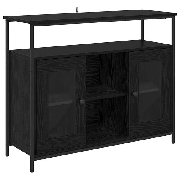 vidaXL Buffet Ch&ecirc;ne noir 100 x 35 x 80 cm Bois d'ing&eacute;nierie