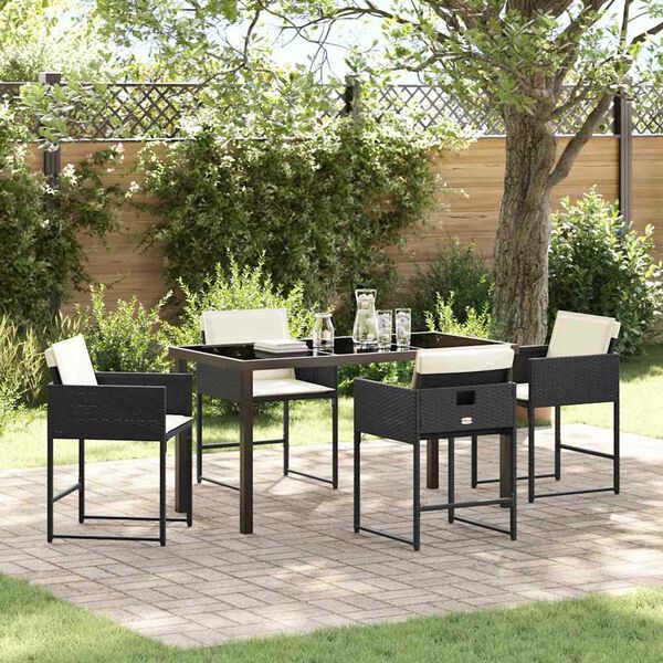 vidaXL Ensemble de salle &agrave; manger pour jardin 5 pcs Noir polyrotin