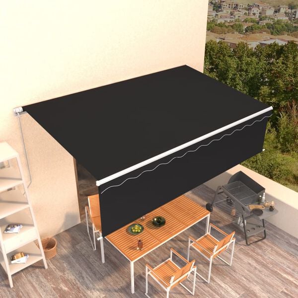 vidaXL Auvent r&eacute;tractable manuel avec store 5x3 m Anthracite