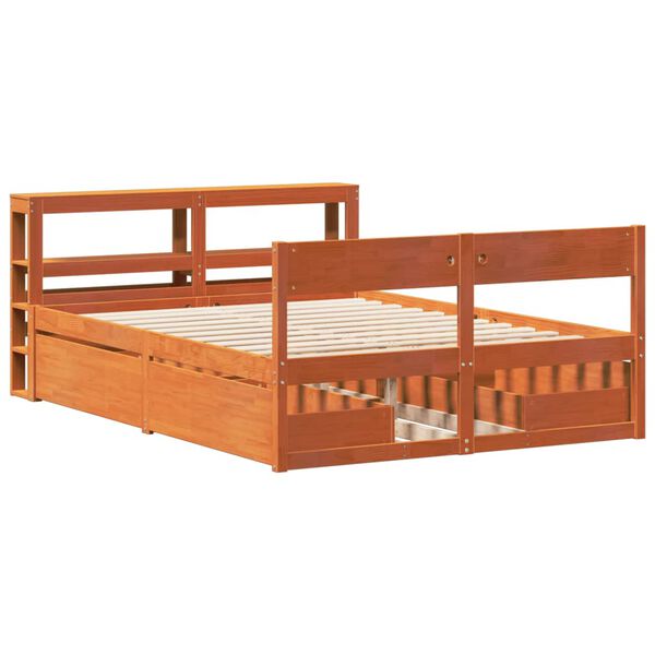 vidaXL Cadre de lit sans matelas cire marron 140x190cm bois pin massif