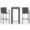 vidaXL Ensemble de bar d'ext&eacute;rieur 3 pcs accoudoir R&eacute;sine tress&eacute;e Gris