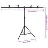 vidaXL Support de fond en forme de T Noir 151x60x(70-200) cm