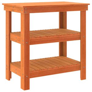 vidaXL &Eacute;tabli avec &eacute;tag&egrave;re Brun cire 78,5 x 50 x 80 cm Pin massif