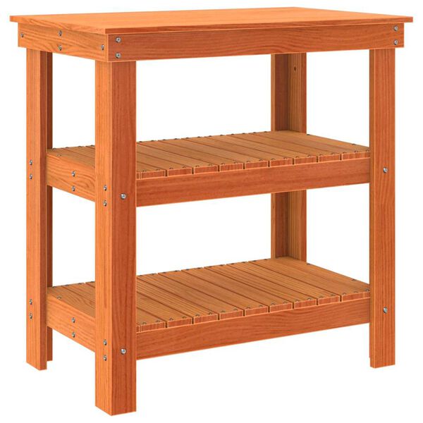 vidaXL Établi avec étagère Brun cire 78,5 x 50 x 80 cm Pin massif