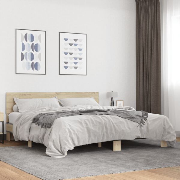 vidaXL Cadre de lit sans matelas ch&ecirc;ne sonoma 180x200 cm