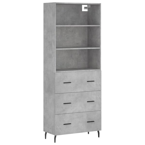vidaXL Buffet haut Gris b&eacute;ton 69,5x34x180 cm Bois d'ing&eacute;nierie