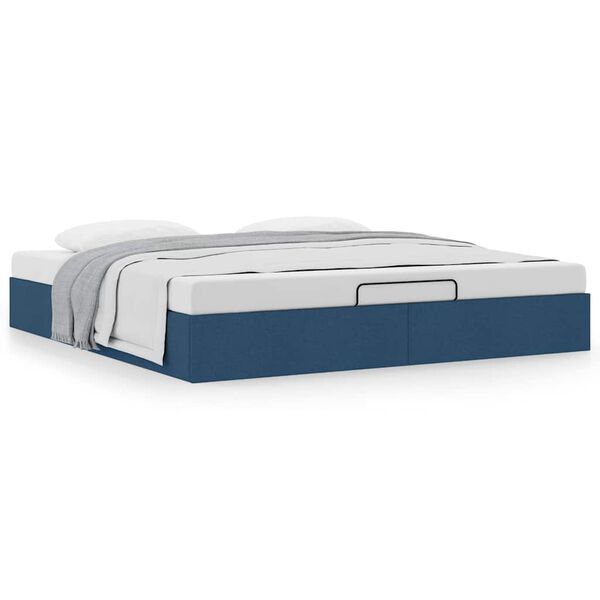 VidaXL Cadre de lit ottoman sans matelas bleu 200x200 cm tissu