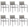 vidaXL Ensemble &agrave; Manger de jardin 7pcs gris/noir r&eacute;sine tress&eacute;e/acier