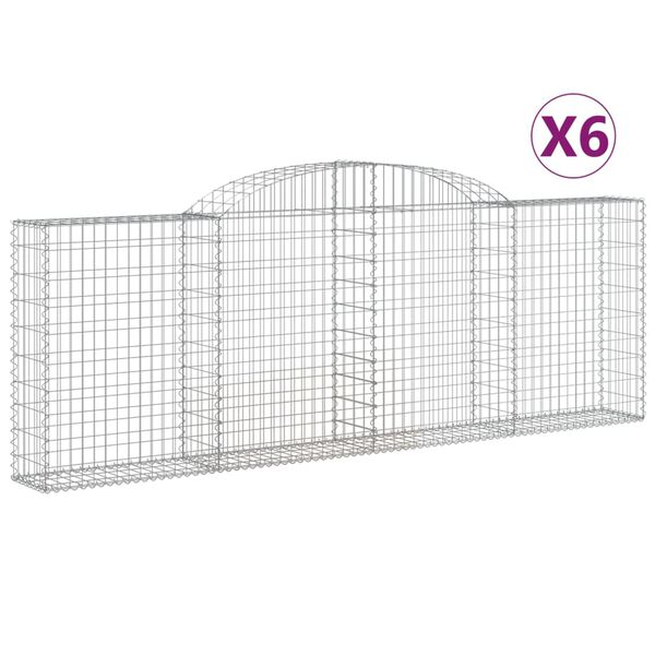 vidaXL Paniers &agrave; gabions arqu&eacute;s 6 pcs 300x30x100/120 cm fer galvanis&eacute;
