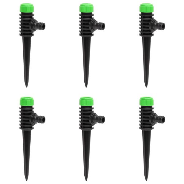 vidaXL Arroseurs rotatifs 6 pcs vert et noir 3x6x19,5 cm ABS et PP