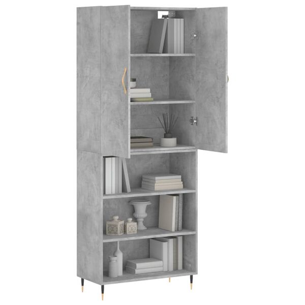 vidaXL Buffet haut Gris b&eacute;ton 69,5x34x180 cm Bois d'ing&eacute;nierie