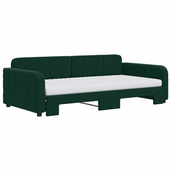 vidaXL Lit de jour et gigogne et matelas vert fonc&eacute; 100x200 cm velours