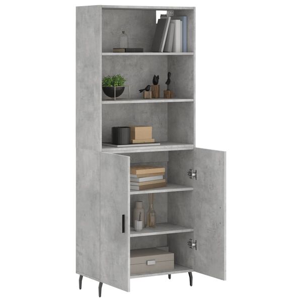 vidaXL Buffet haut Gris b&eacute;ton 69,5x34x180 cm Bois d'ing&eacute;nierie