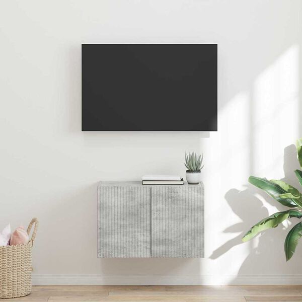 vidaXL Meuble TV mural Gris b&eacute;ton 59,5 x 31 x 40 cm Bois d'ing&eacute;nierie