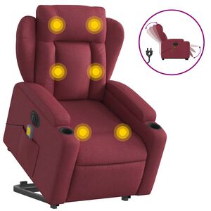 vidaXL Fauteuil inclinable de massage &eacute;lectrique Rouge bordeaux Tissu