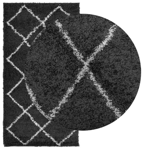 vidaXL Tapis shaggy à poils longs moderne noir et crème 80x150 cm
