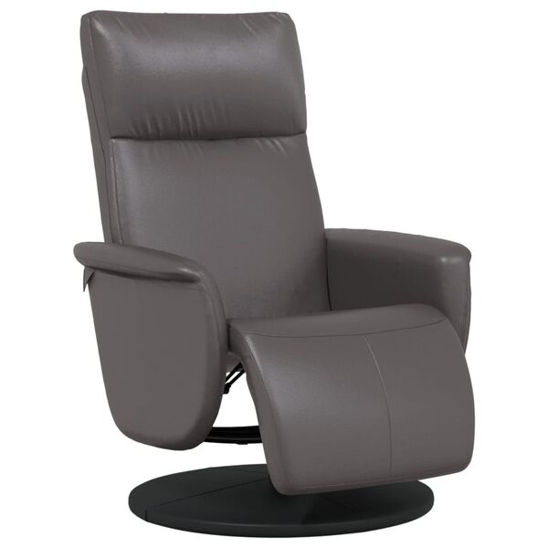 vidaXL Fauteuil inclinable avec repose-pieds gris similicuir