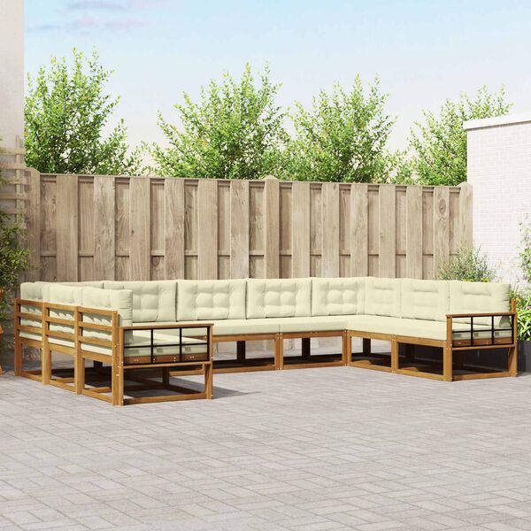 vidaXL Ensemble de canap&eacute;s d'ext&eacute;rieur 9 pcs Naturel et Cr&egrave;me