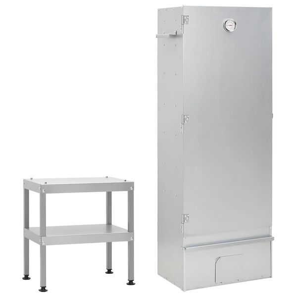 vidaXL Fumoir &agrave; four &agrave; barbecue avec table acier galvanis&eacute;