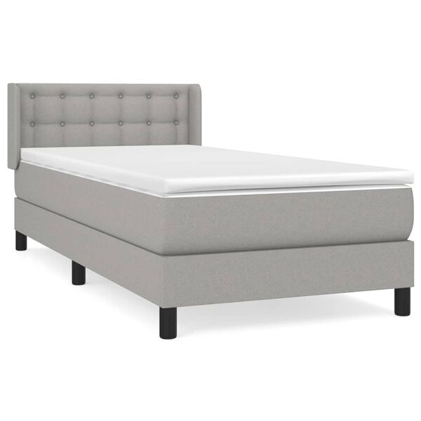 vidaXL Sommier &agrave; lattes de lit et matelas Gris clair 90x190 cm Tissu