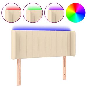 vidaXL T&ecirc;te de lit &agrave; LED Cr&egrave;me 93x16x78/88 cm Tissu