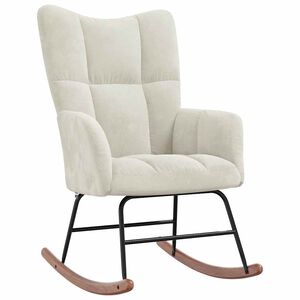 vidaXL Chaise &agrave; bascule Blanc cr&egrave;me Velours
