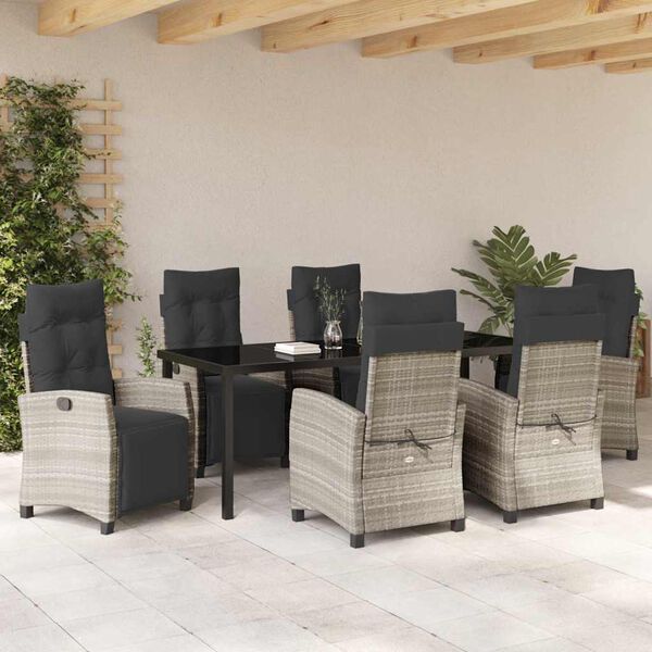 vidaXL Ensemble de salle &agrave; manger pour jardin 7 pcs Gris clair