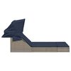 vidaXL Chaise longue double et auvent et coussins gris r&eacute;sine tress&eacute;e
