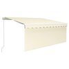 vidaXL Auvent manuel r&eacute;tractable avec store et LED 3x2,5 m Cr&egrave;me