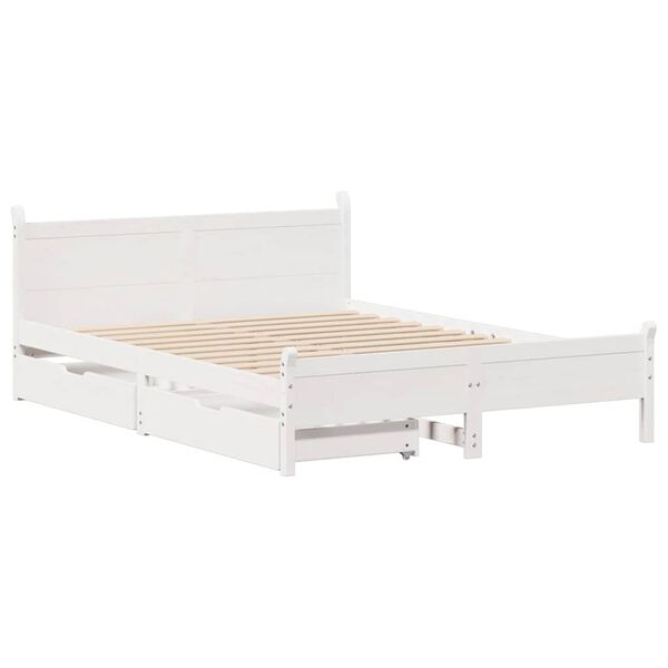 vidaXL Cadre de lit sans matelas blanc 140x200 cm bois de pin massif