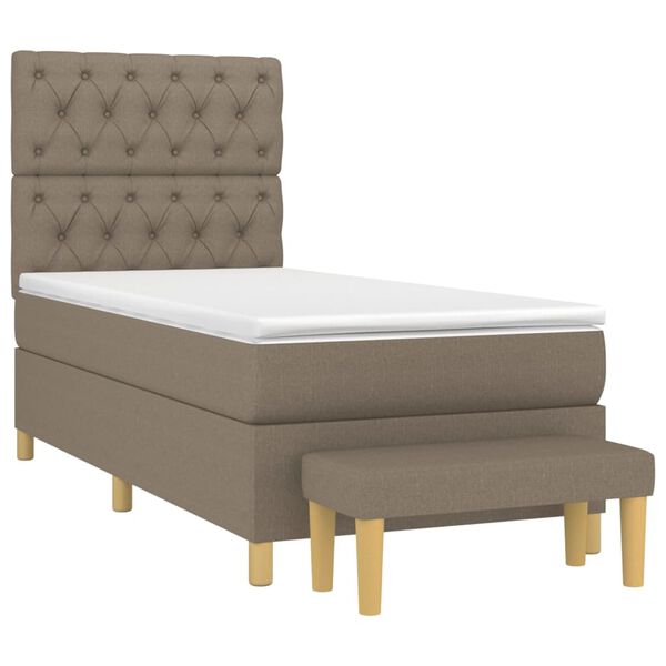 vidaXL Sommier &agrave; lattes de lit avec matelas Taupe 80x200 cm Tissu