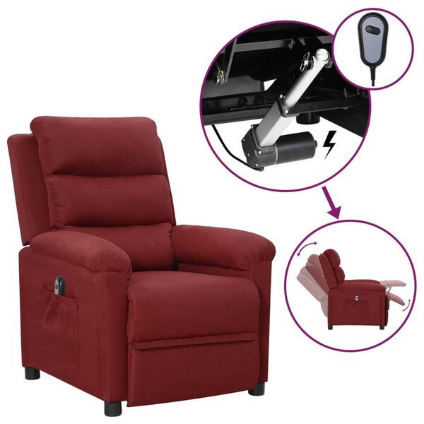 vidaXL Fauteuil inclinable &eacute;lectrique Rouge bordeaux Tissu