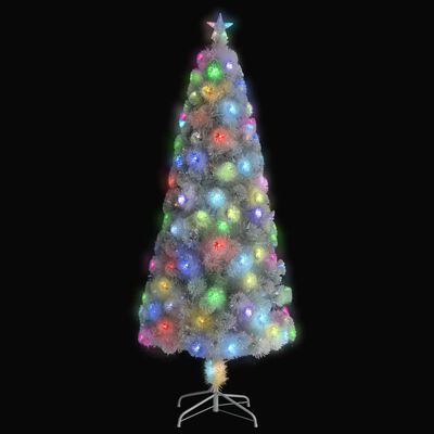 vidaXL Sapin de Noël artificiel avec LED Blanc 210 cm Fibre optique