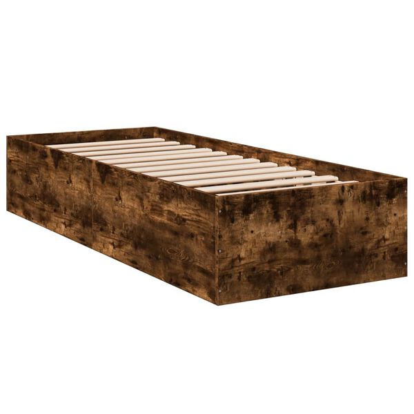 vidaXL Cadre de lit sans matelas ch&ecirc;ne fum&eacute; 75x190cm bois d'ing&eacute;nierie