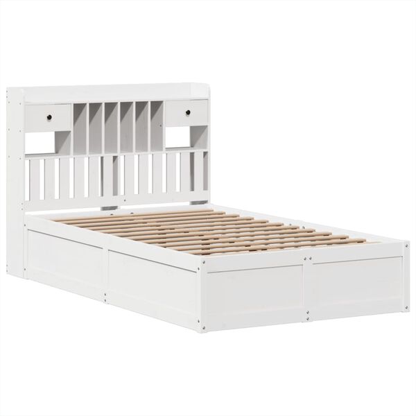 vidaXL Cadre de lit sans matelas blanc 135x190 cm bois de pin massif