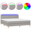 vidaXL Sommier &agrave; lattes de lit matelas LED Gris clair 160x200 cm Tissu
